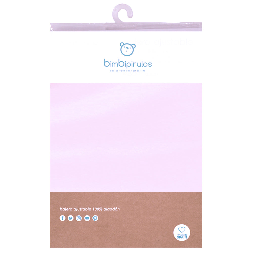 Single bed fitted sheet in cotton 90x200, Pink 