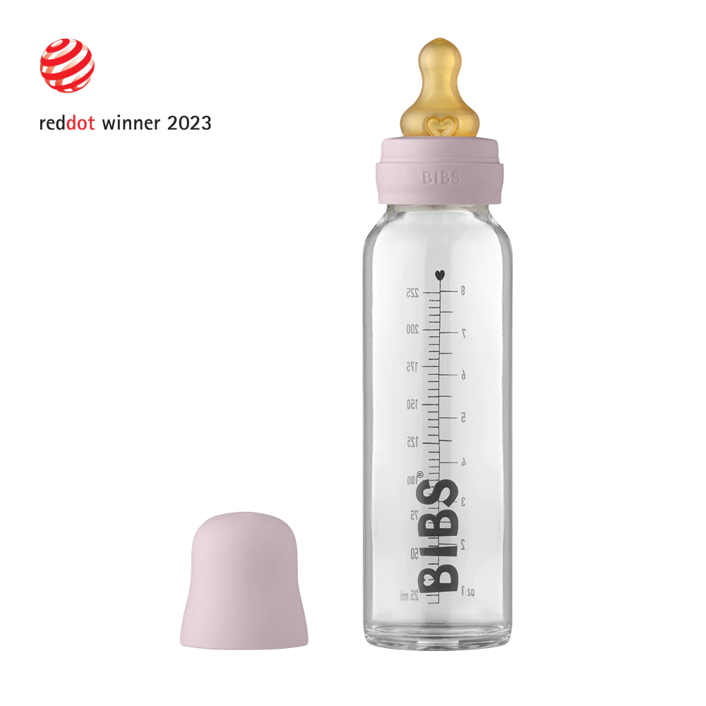 Bibs glass baby bottle 225ml, Dusty lilac