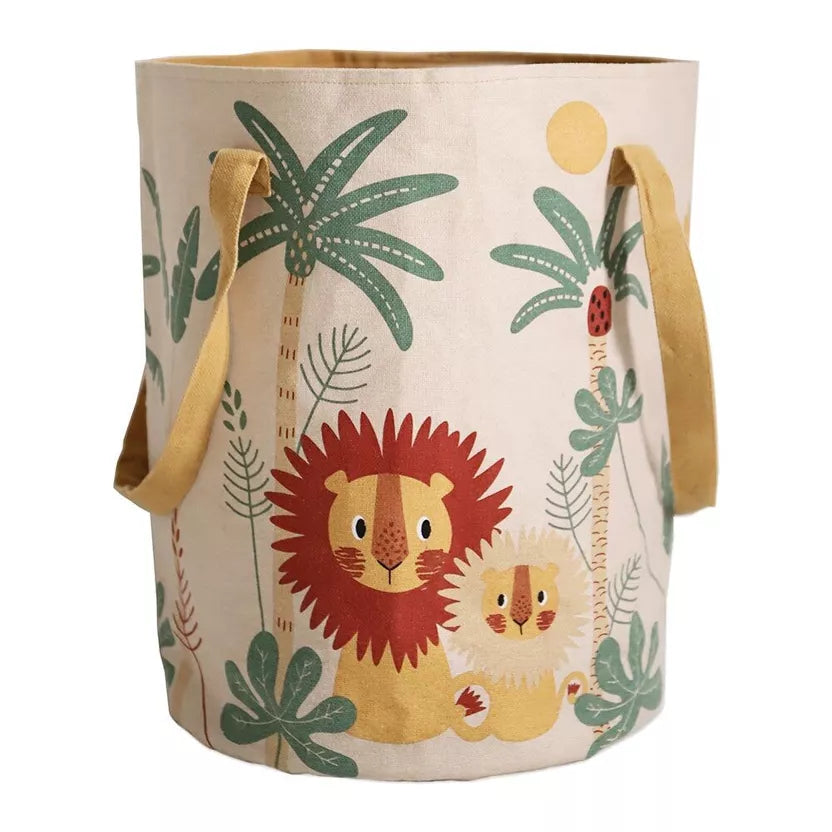 Large cotton toy basket - Lion