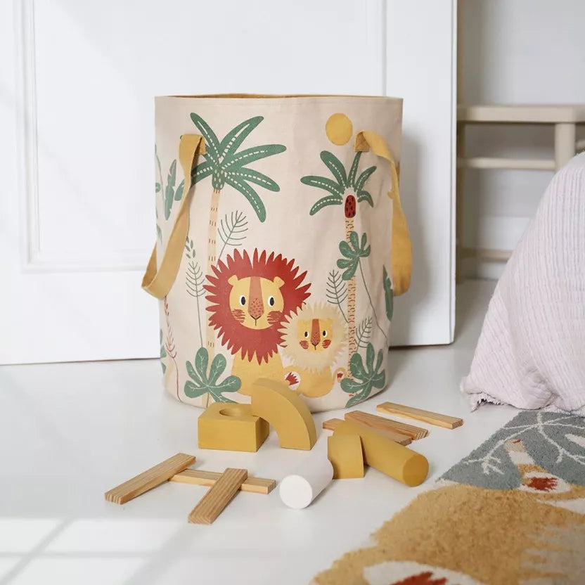 Large cotton toy basket - Lion