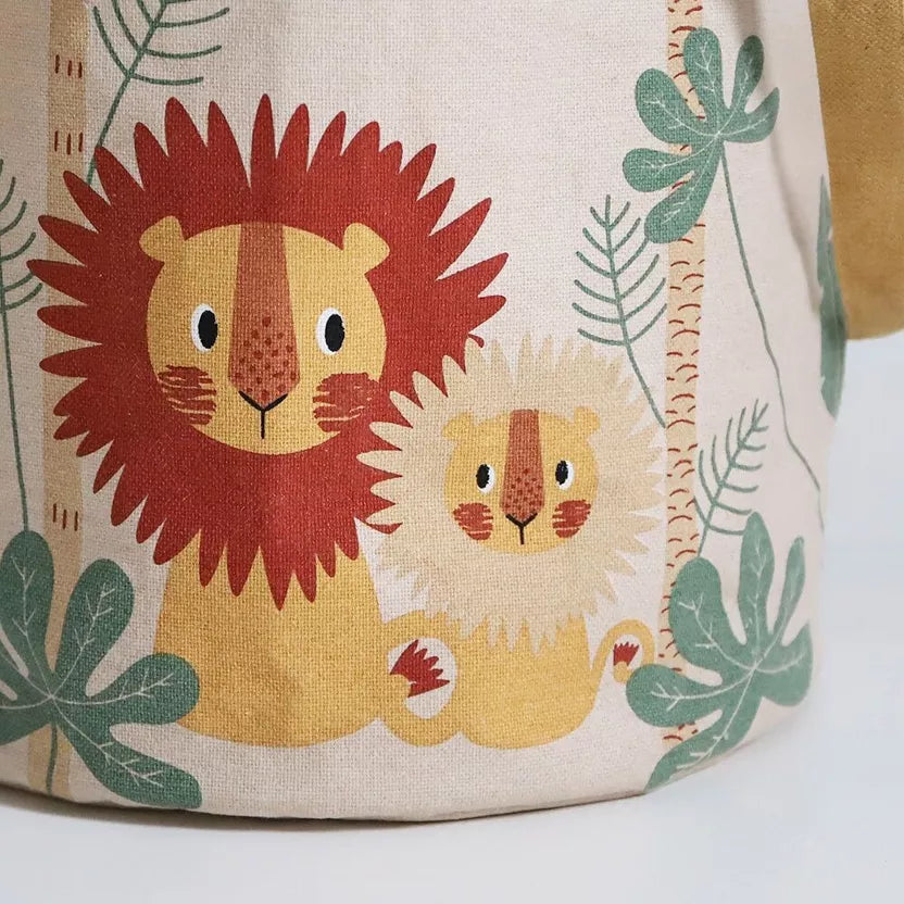 Large cotton toy basket - Lion