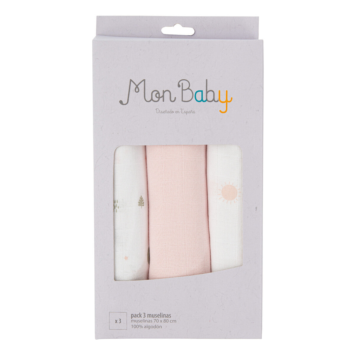 Set 3 copertine mussola di cotone, Rosa