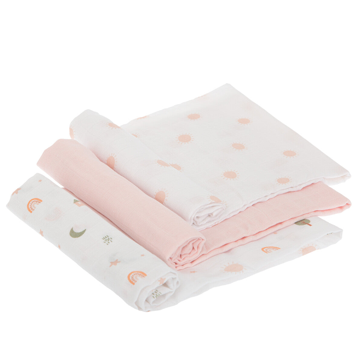 Set 3 copertine mussola di cotone, Rosa