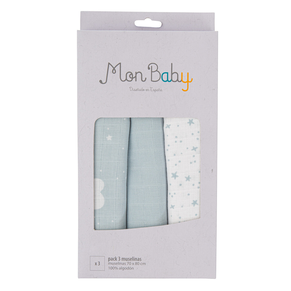 Set 3 copertine mussola di cotone, Blu