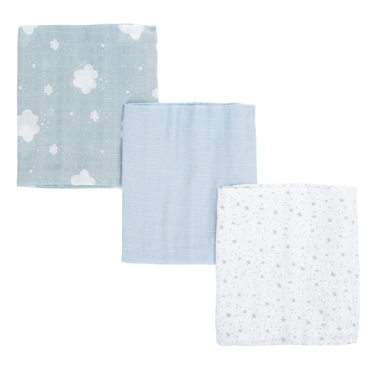 Set 3 copertine mussola di cotone, Blu