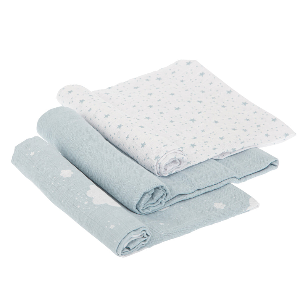 Set 3 copertine mussola di cotone, Blu