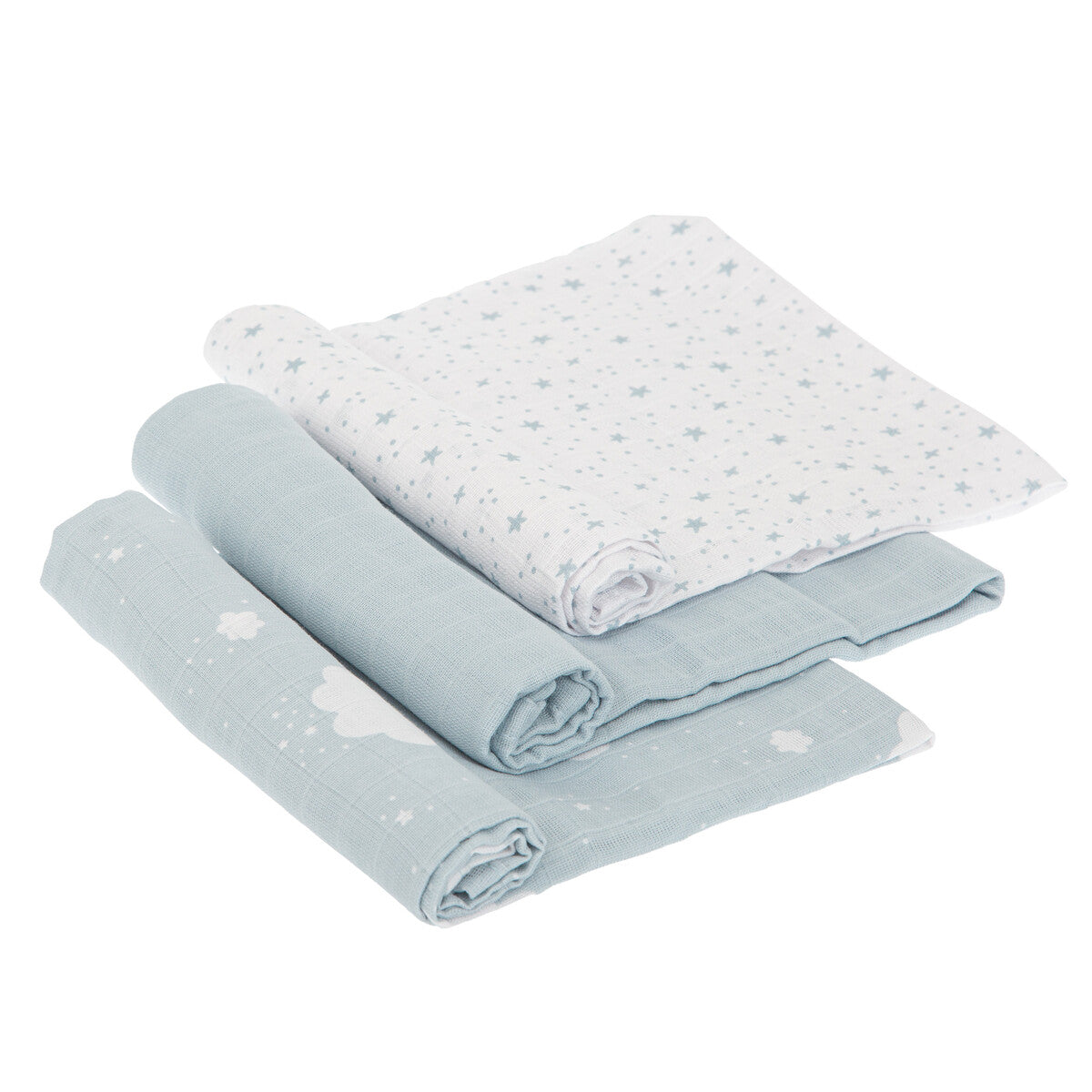 Set 3 copertine mussola di cotone, Blu