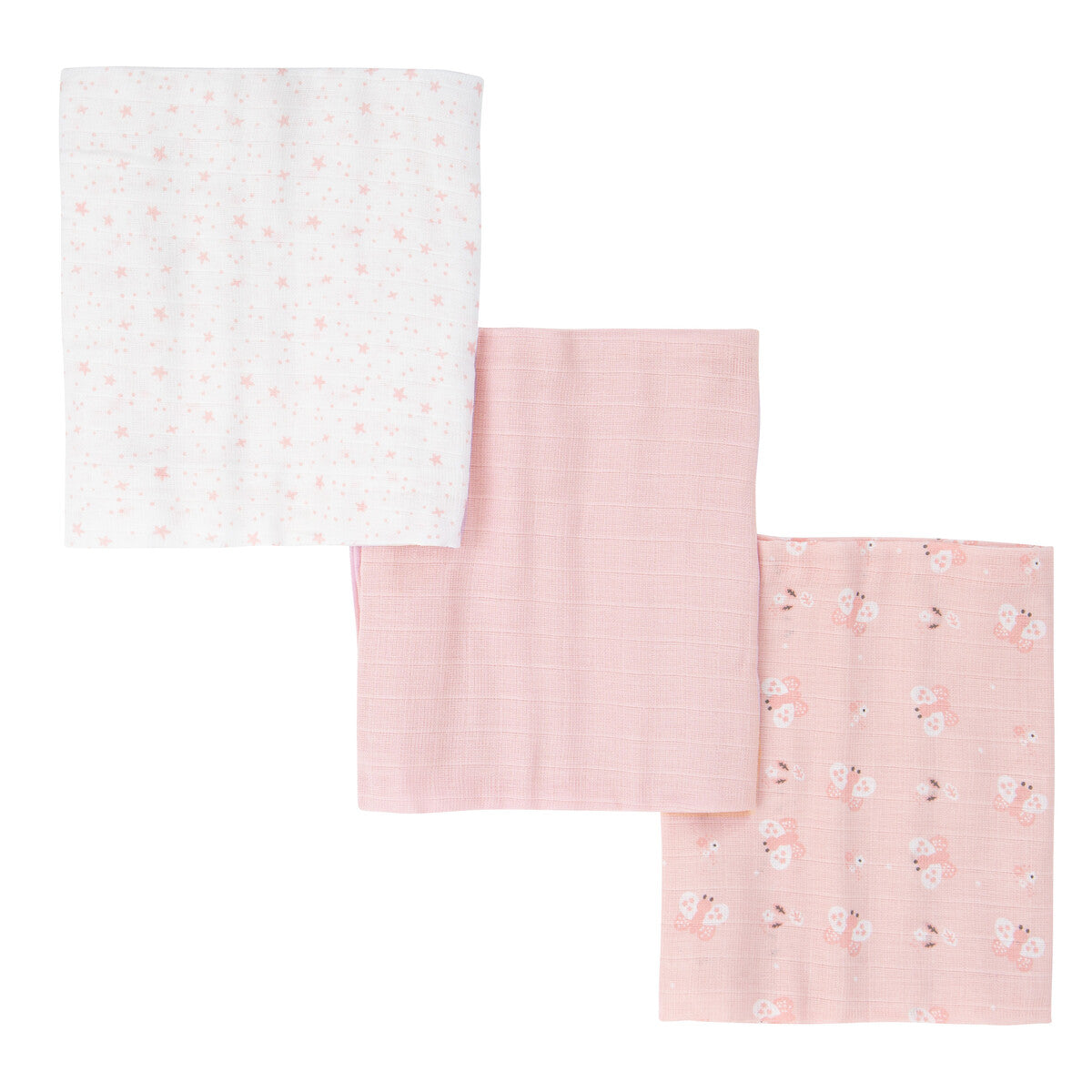 Set 3 copertine mussola di cotone, Farfalle