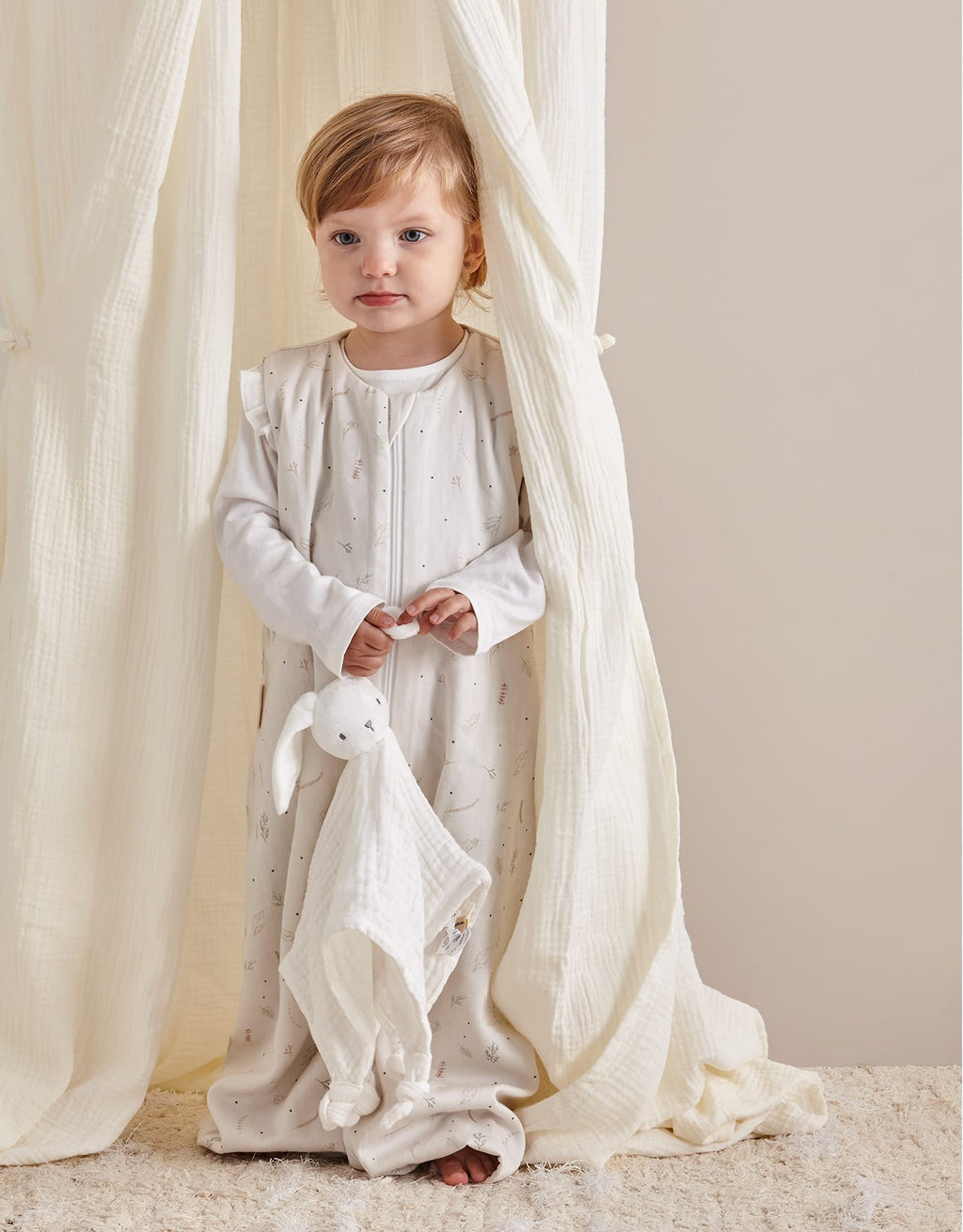 Evolutionary summer sleeping bag in organic cotton, 4-24 months, Tog 1 Botanical