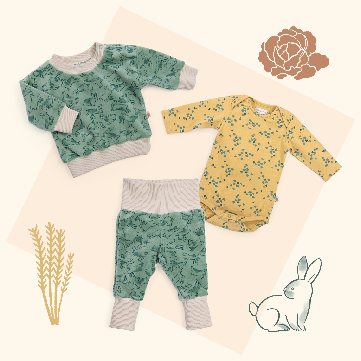 Clover cotton bodysuit, Iris 