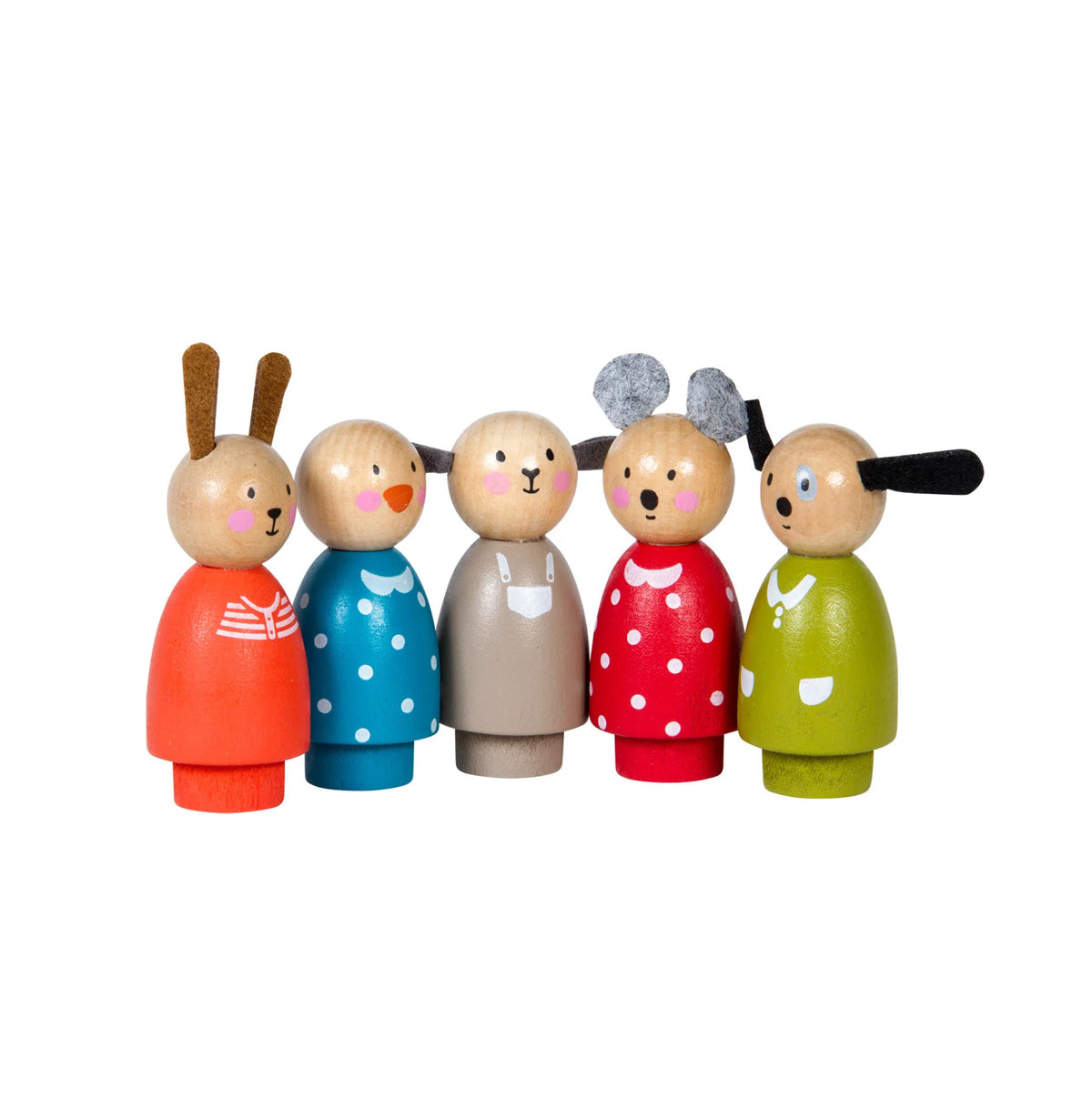 Set di 5 personaggi in legno