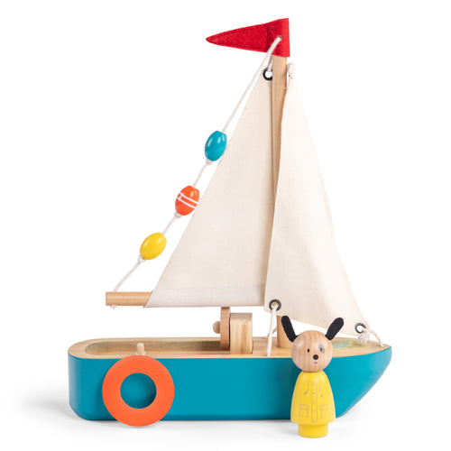 Wooden sailboat with character