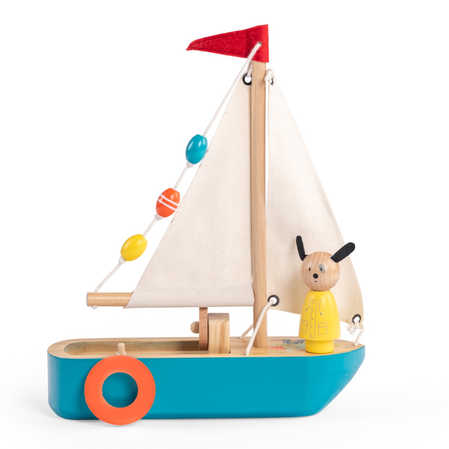 Wooden sailboat with character