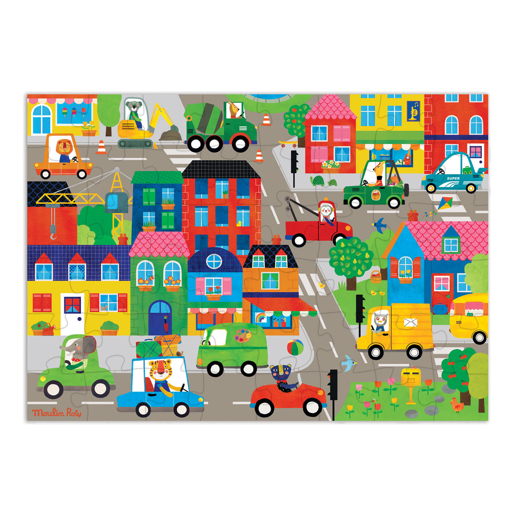 Moulin Roty | Puzzle In città, 48pz Les Popipop