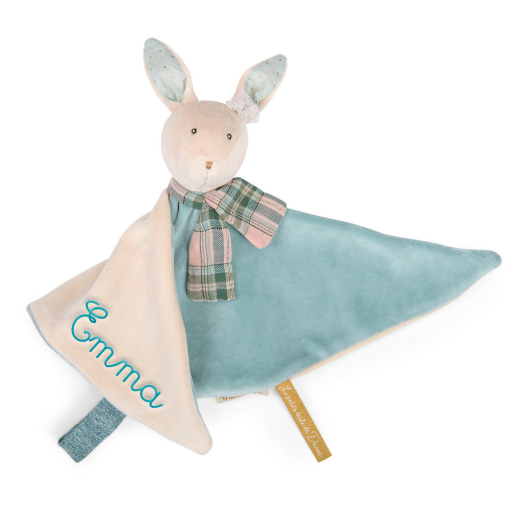 Doudou lapin bleu