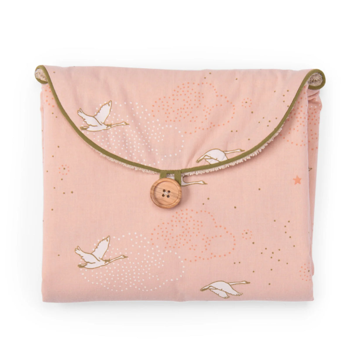 Pink swan folding travel changing mat