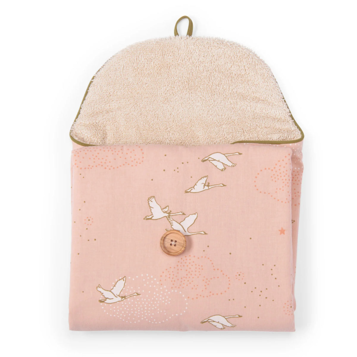 Pink swan folding travel changing mat