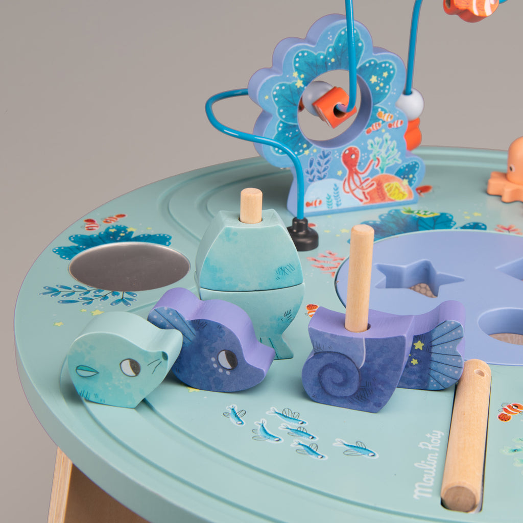 Moulin Roty | Tavolo di attività in legno bambini, Sotto il mare Les Aventures de Paulie 676380