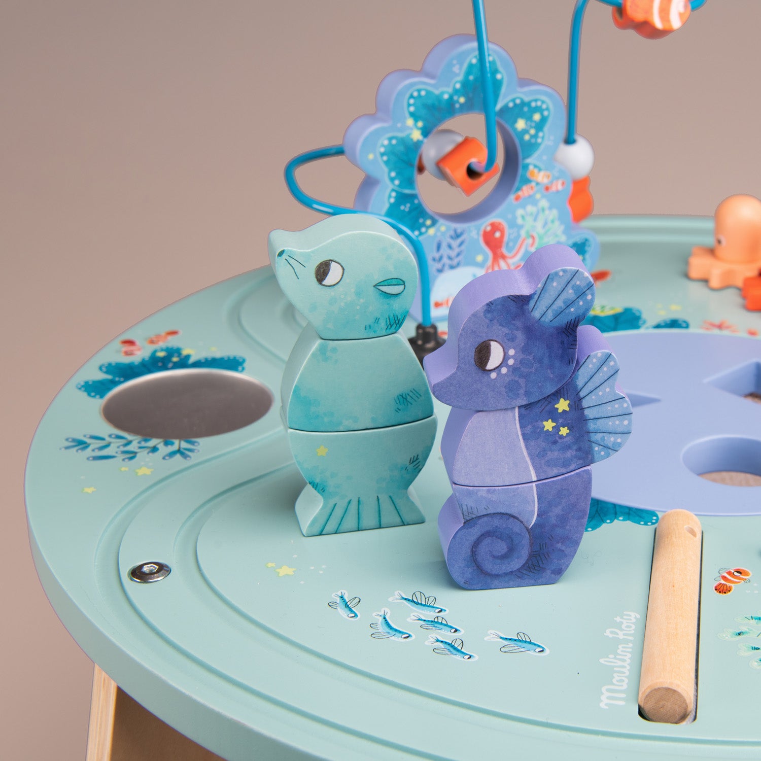Moulin Roty | Tavolo di attività in legno bambini, Sotto il mare Les Aventures de Paulie 676380