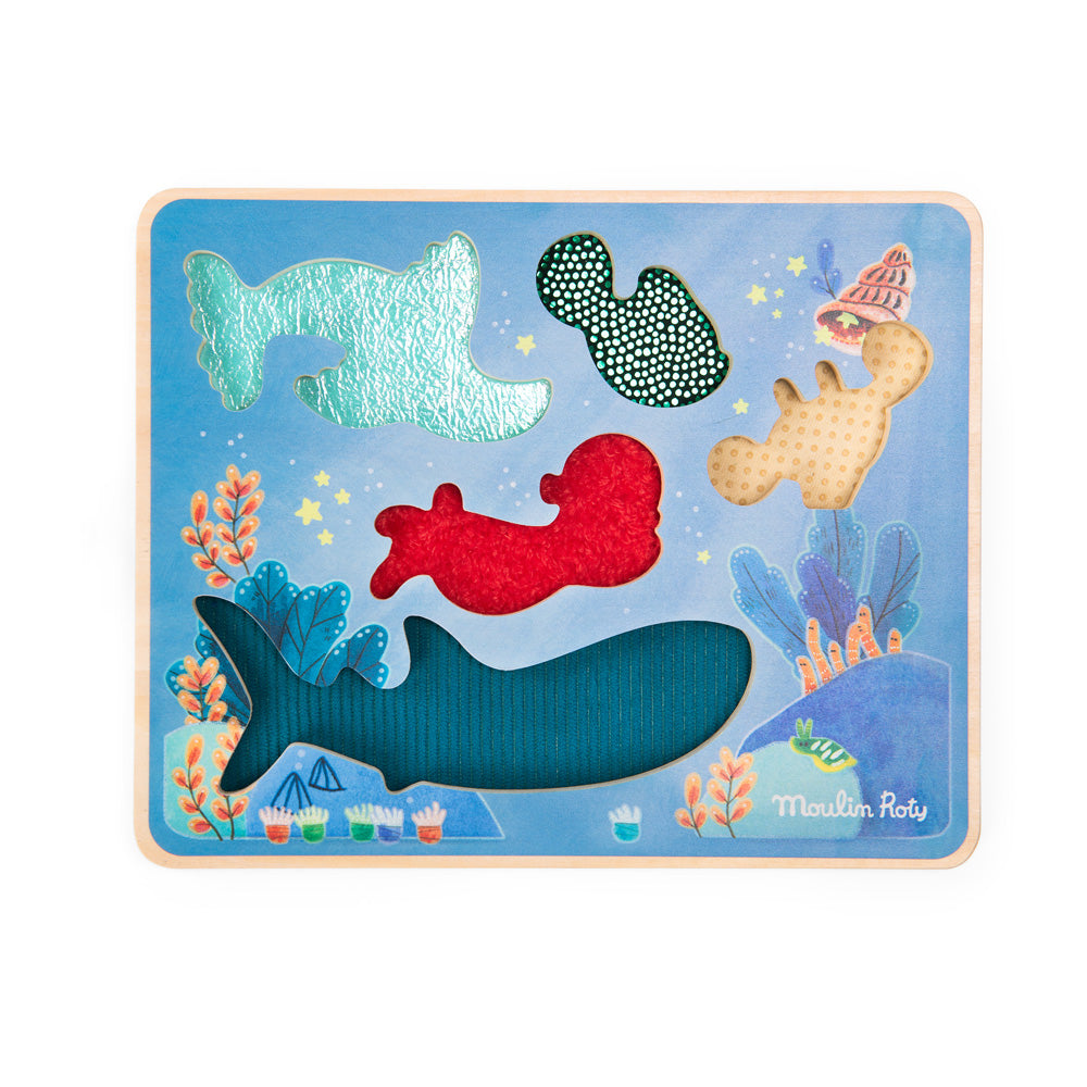 Puzzle sensoriale ad incastro in legno, Mondo marino | Moulin Roty