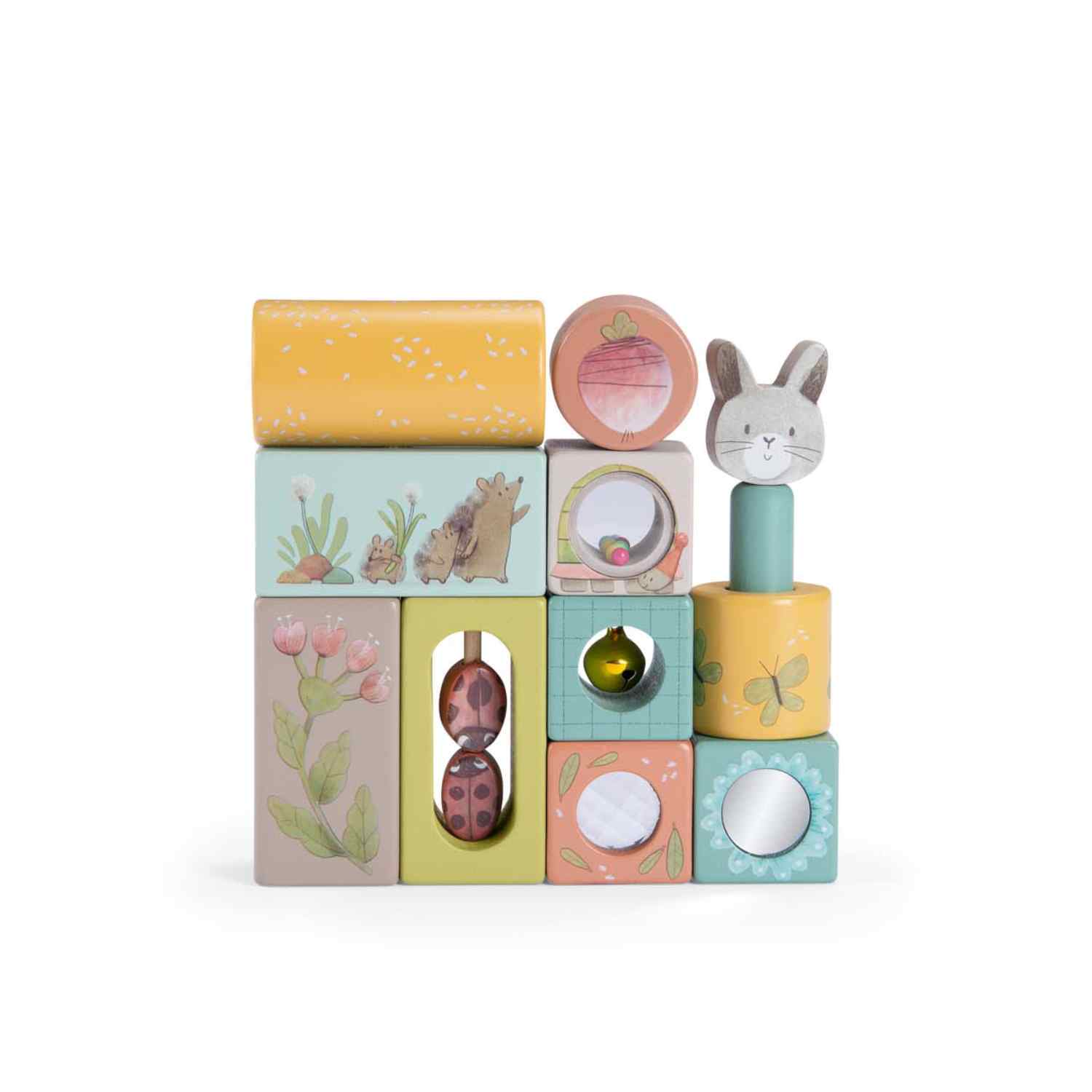 Wooden Sensory Play Activity Cubes, Three Little Bunnies