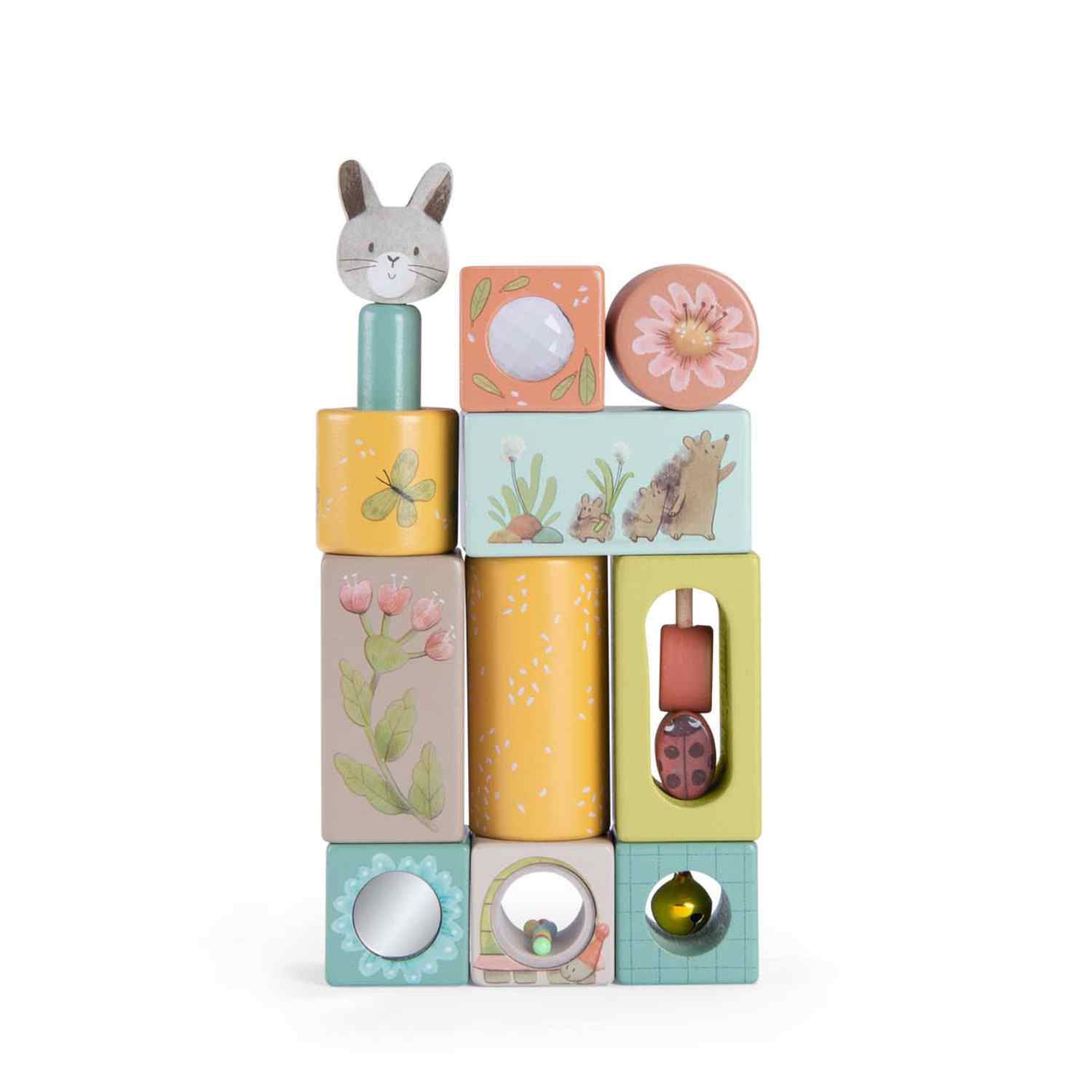 Wooden Sensory Play Activity Cubes, Three Little Bunnies