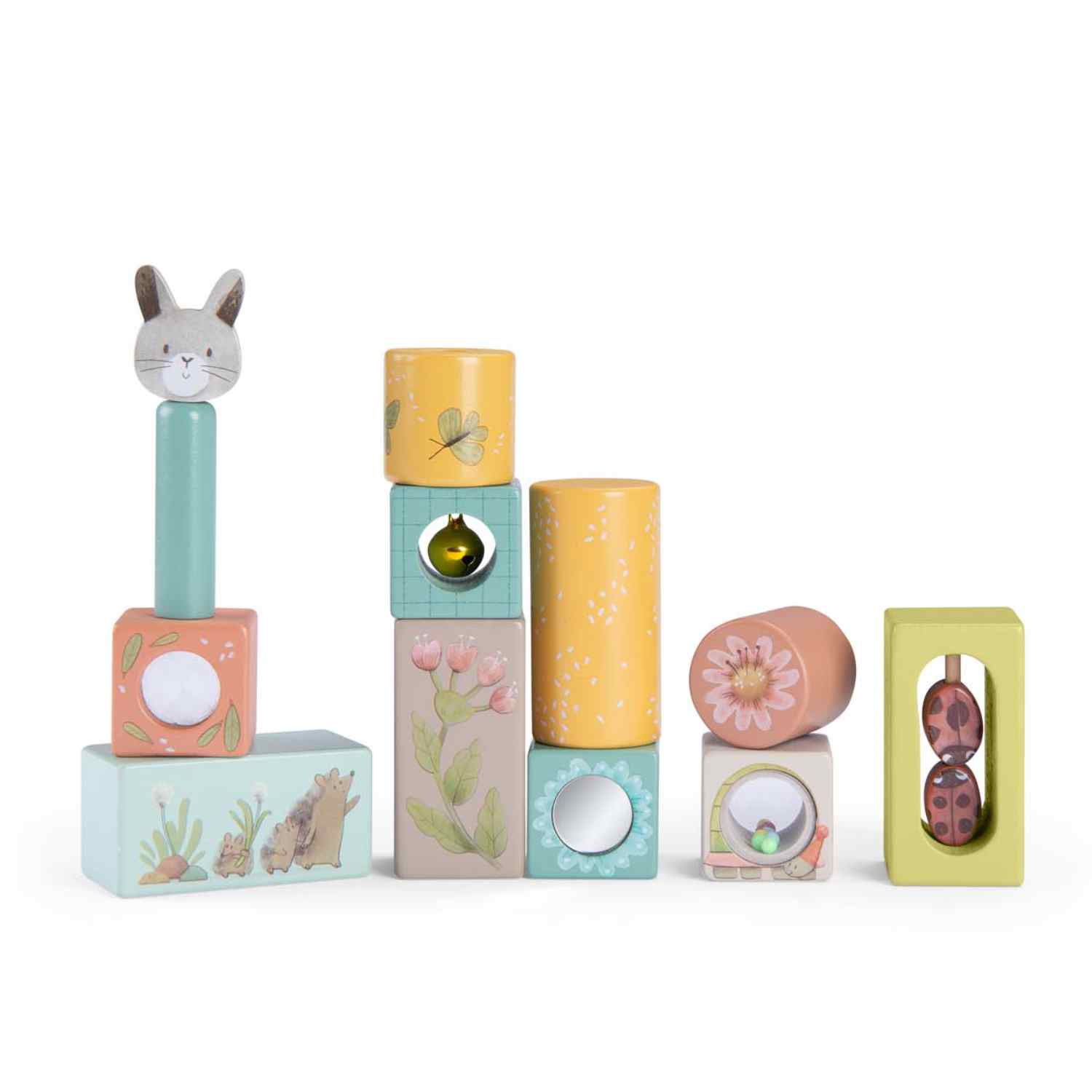 Wooden Sensory Play Activity Cubes, Three Little Bunnies