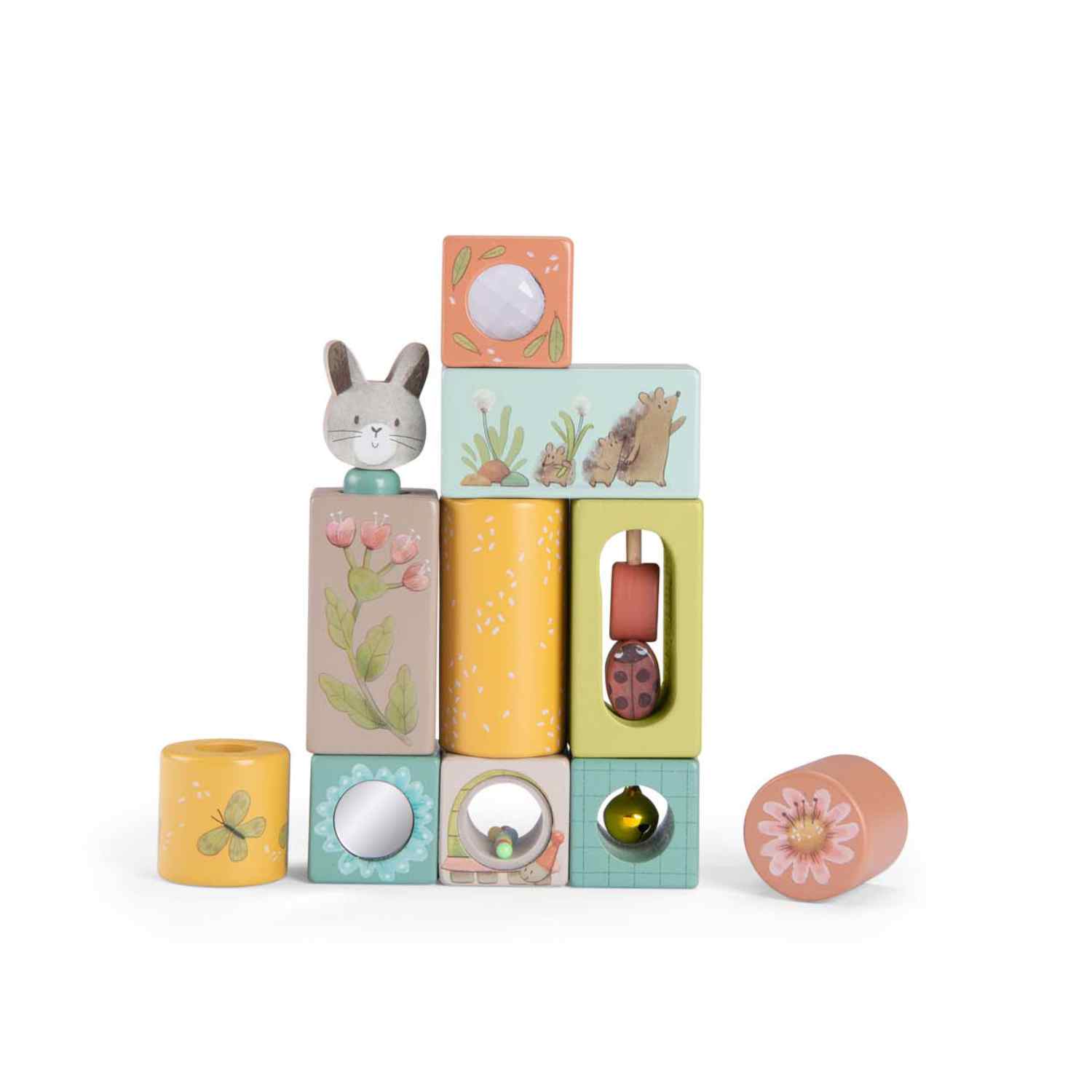 Wooden Sensory Play Activity Cubes, Three Little Bunnies