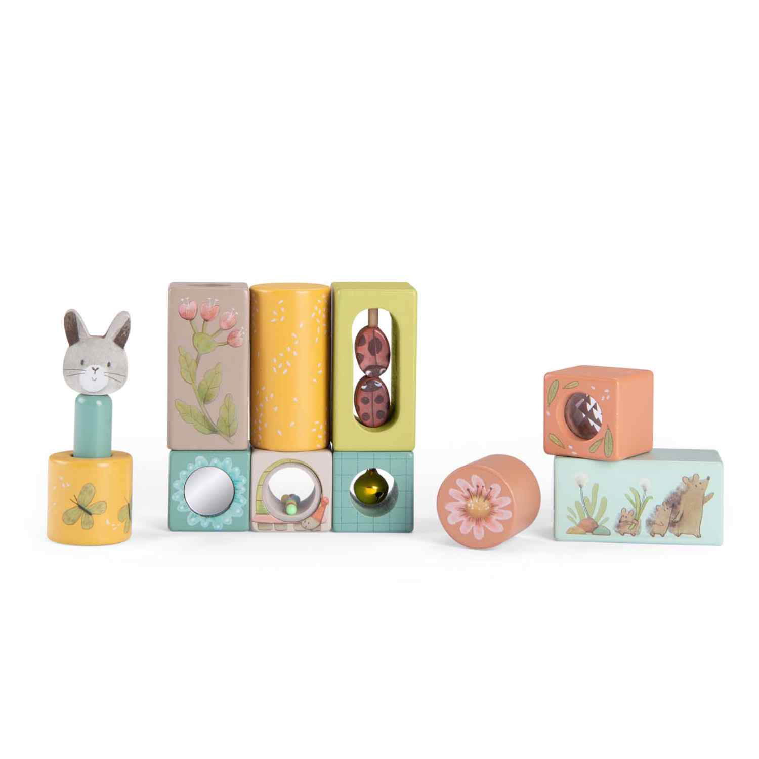 Wooden Sensory Play Activity Cubes, Three Little Bunnies