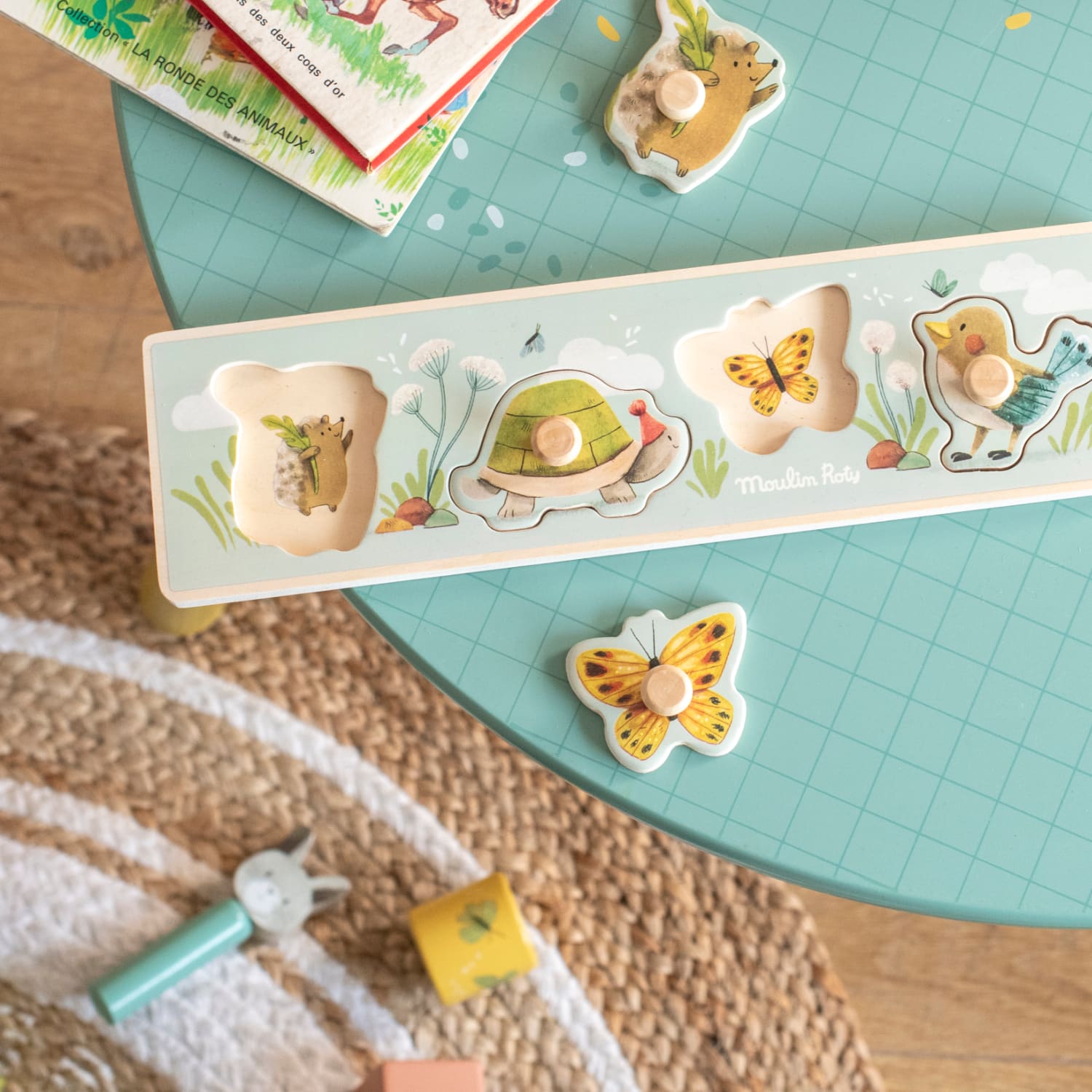 Puzzle ad incastro in legno 4 animali | Moulin Roty
