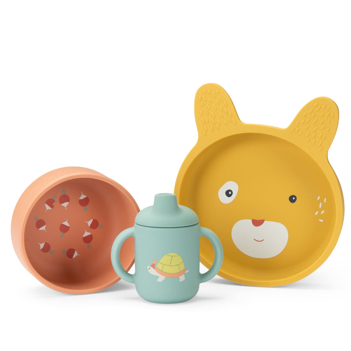 Set stoviglie in silicone, Trois petits lapins