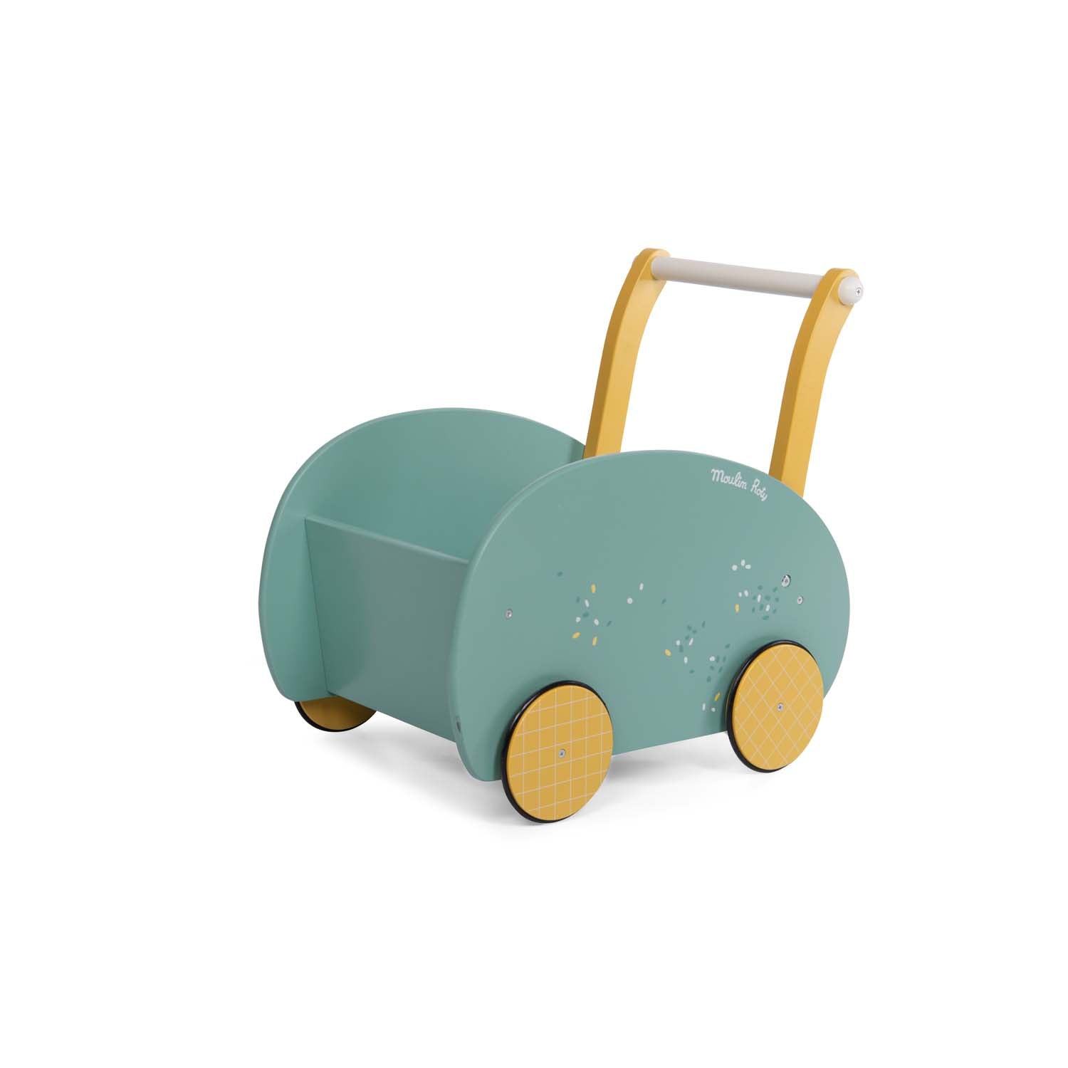 Wooden first steps trolley for toys, Sage