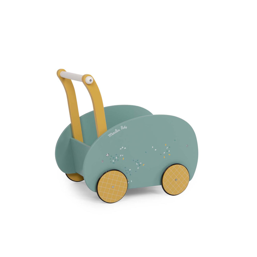 Wooden first steps trolley for toys, Sage