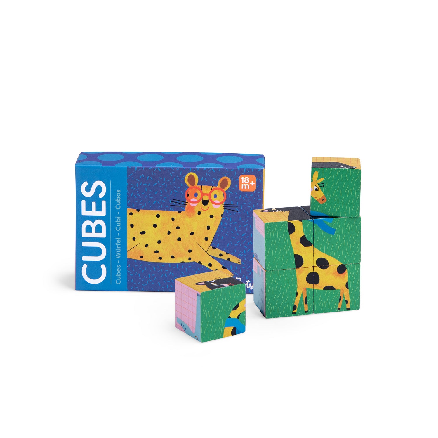 Moulin Roty | Puzzle 6 cubi in legno animali, Les Toupitis