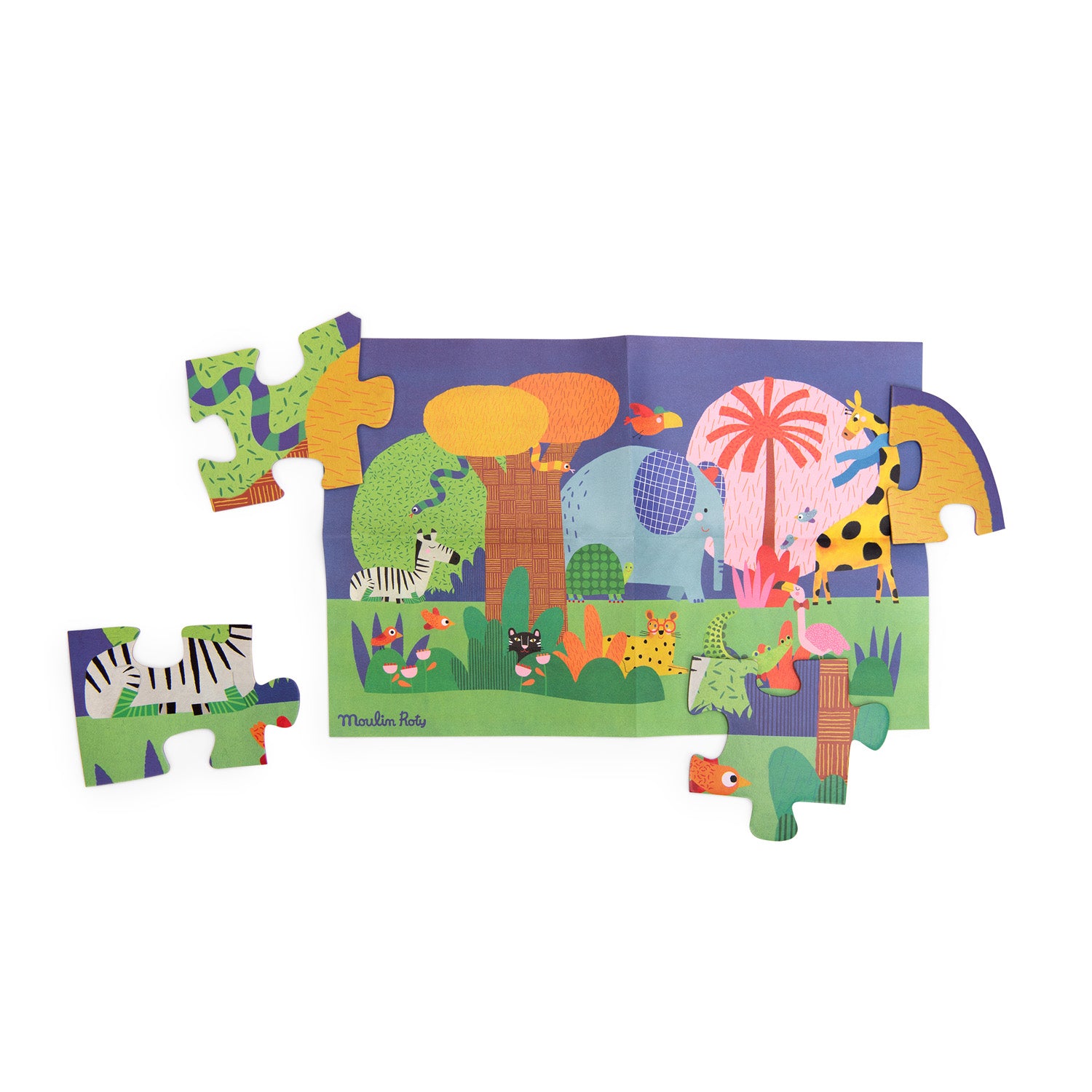 Moulin Roty | Puzzle gigante Oasi degli animali 36pz Les Toupitis