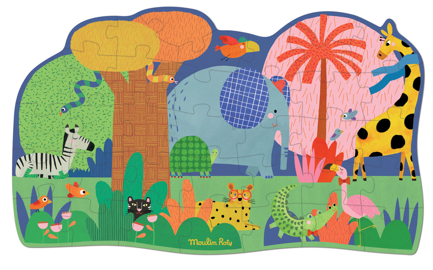 Moulin Roty | Puzzle gigante Oasi degli animali 36pz Les Toupitis