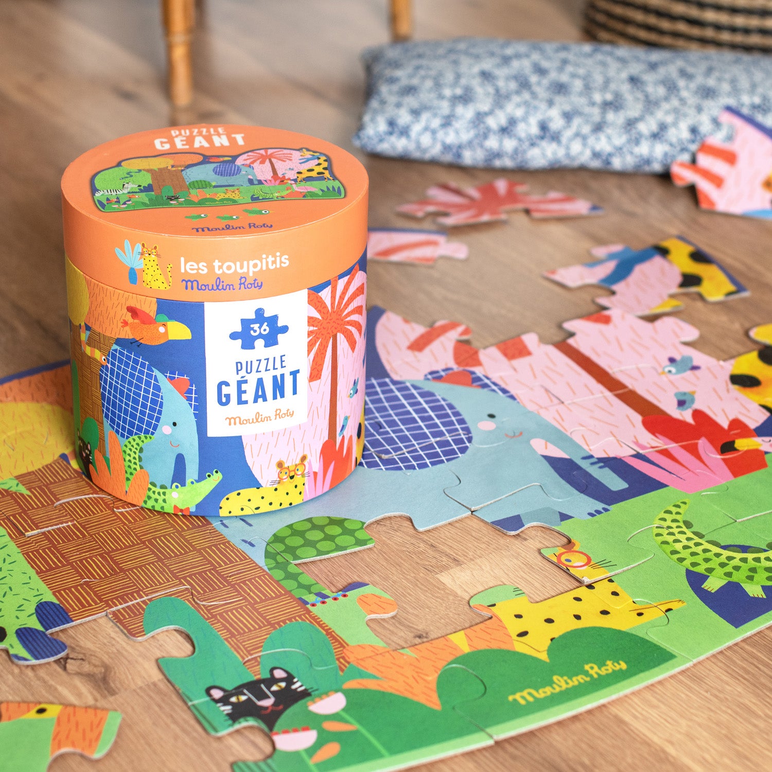 Moulin Roty | Puzzle gigante Oasi degli animali 36pz Les Toupitis