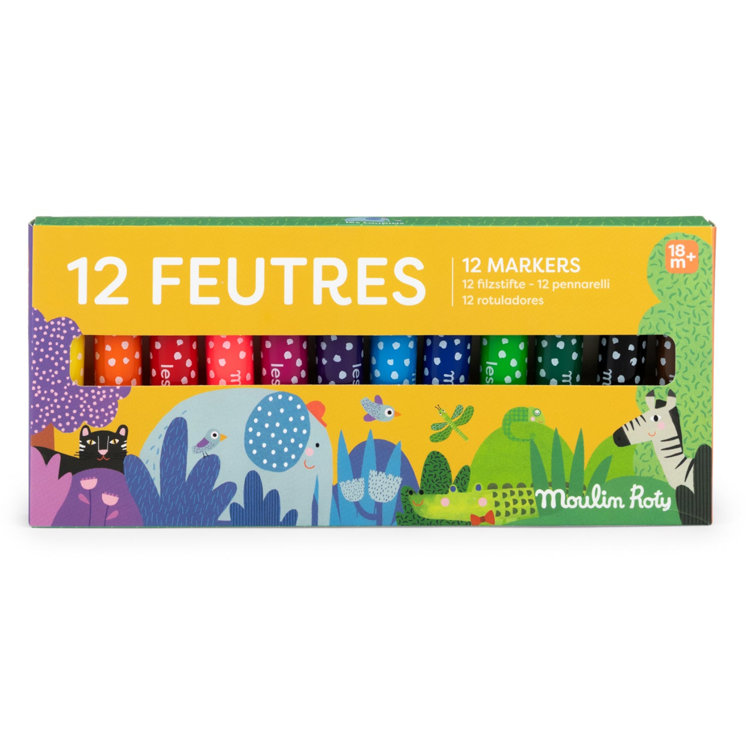 12 Large felt-tip markers with conical tips
