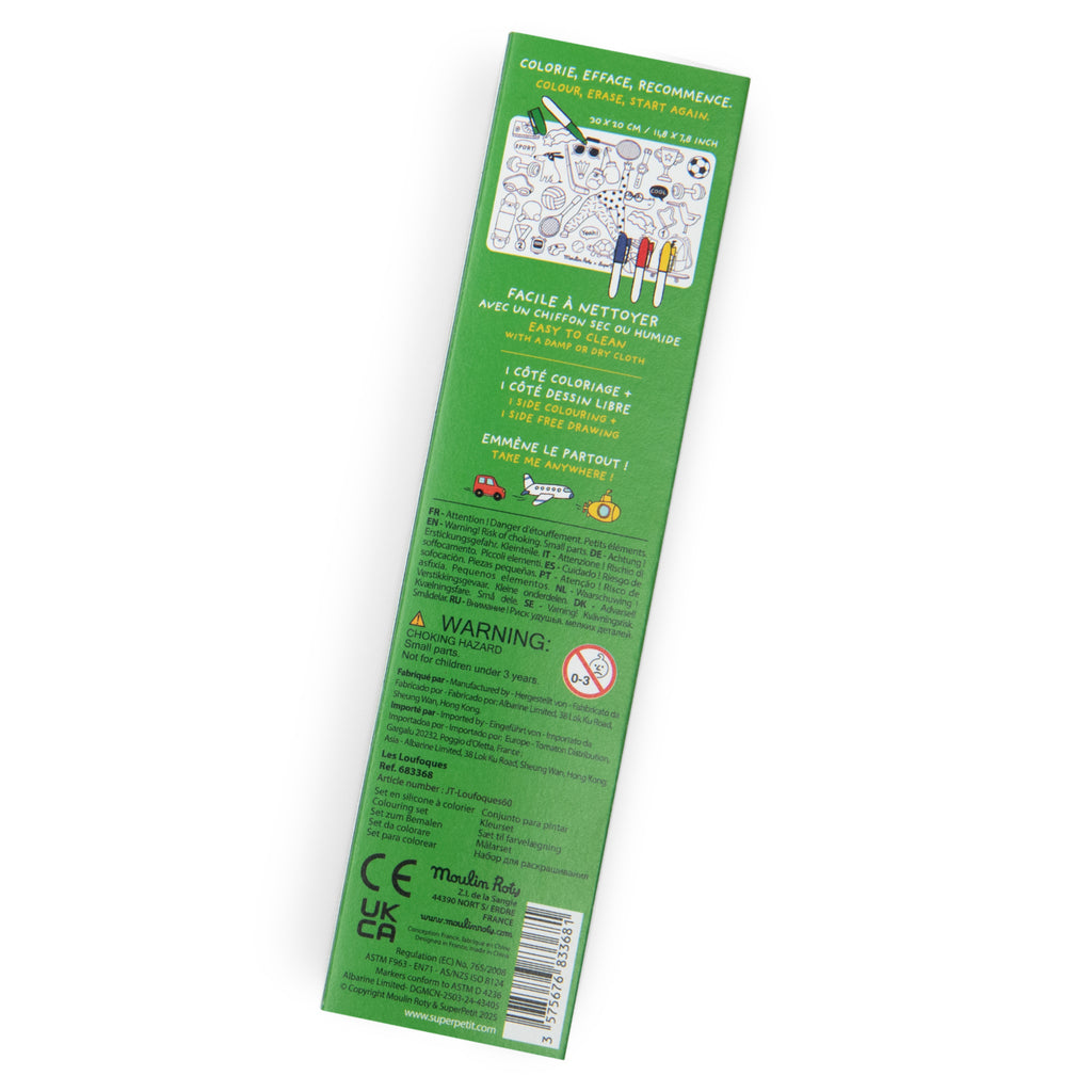 Mini tovaglietta in silicone da colorare con pennarelli, Sport