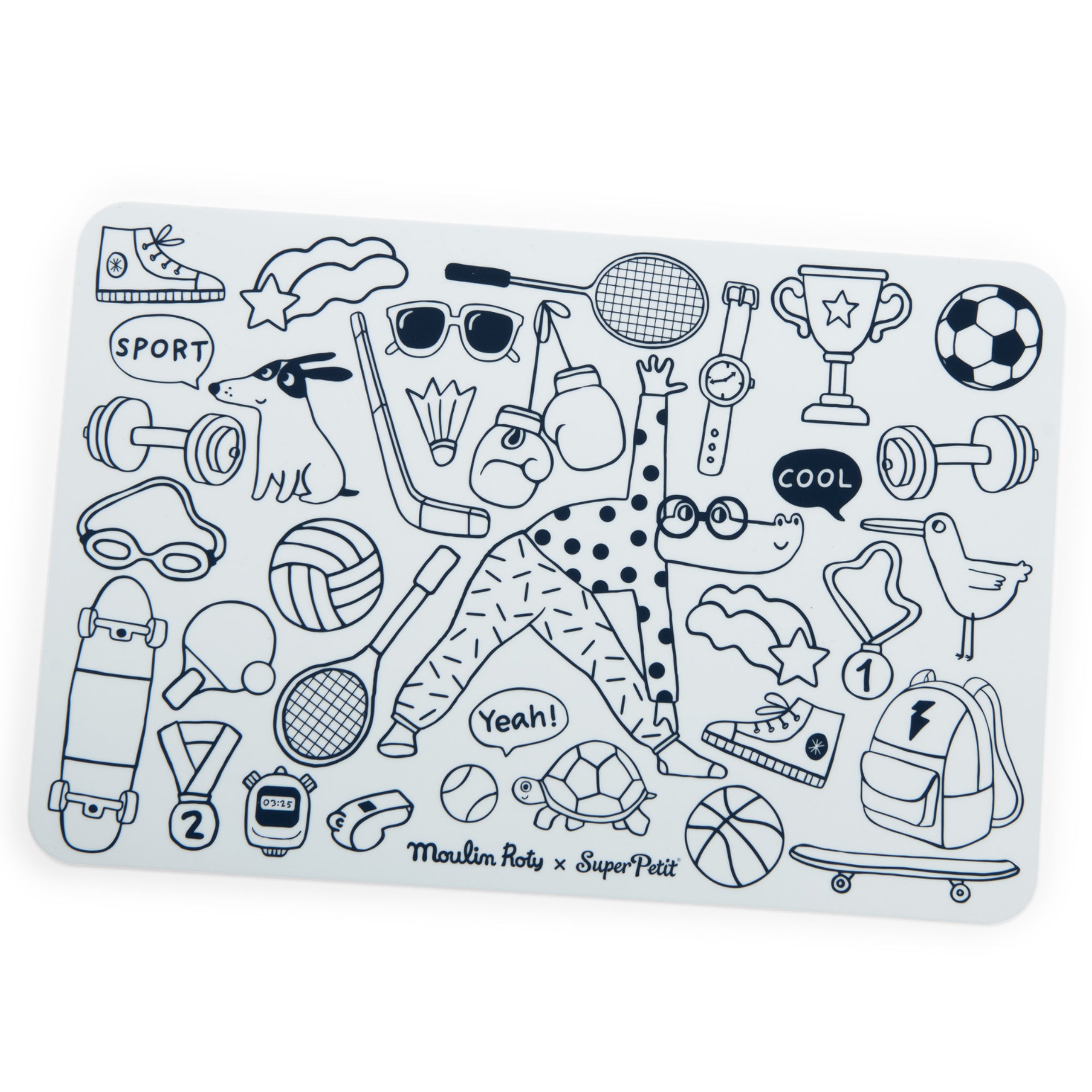 Mini tovaglietta in silicone da colorare con pennarelli, Sport