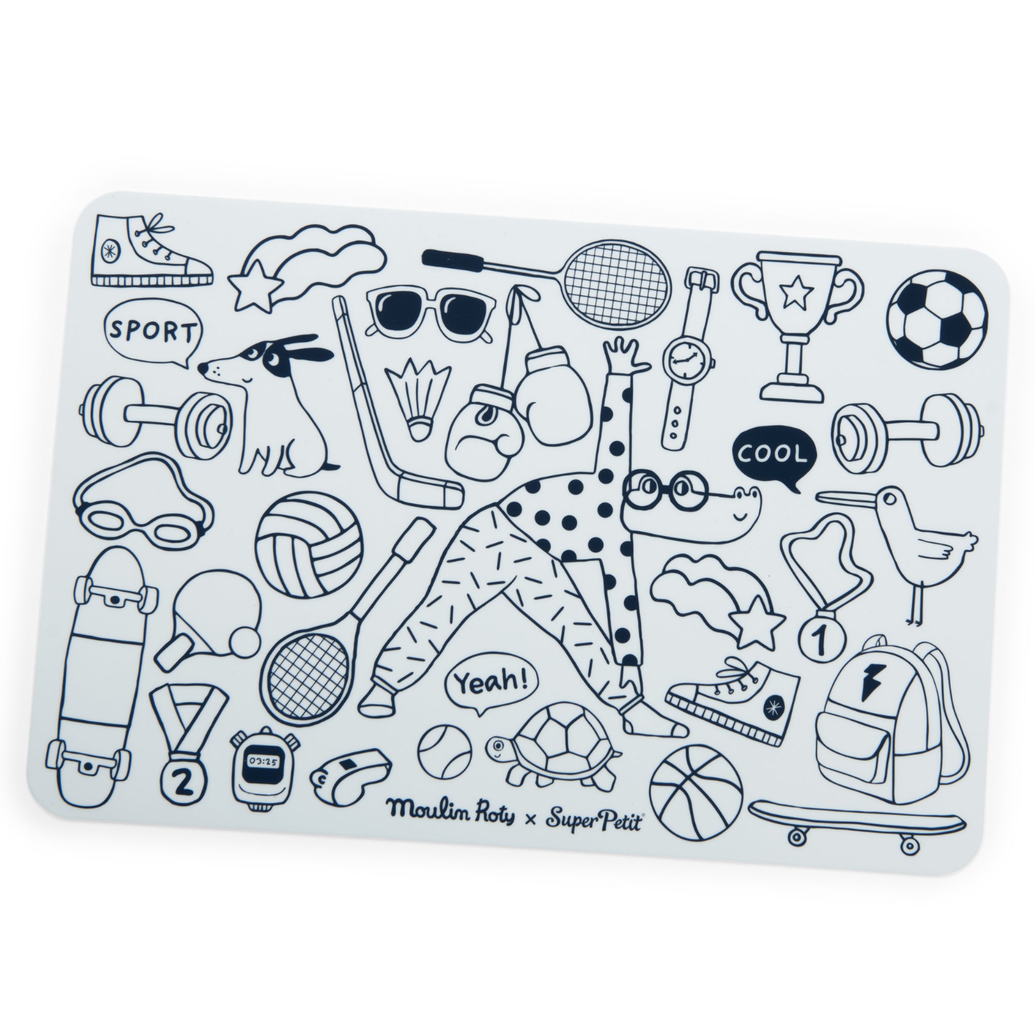 Mini tovaglietta in silicone da colorare con pennarelli, Sport