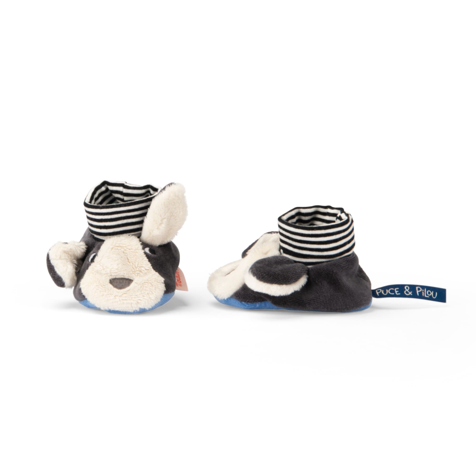 Puce Dog Baby Slippers, 0-6 months