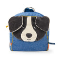 Soft blue backpack, Puce dog