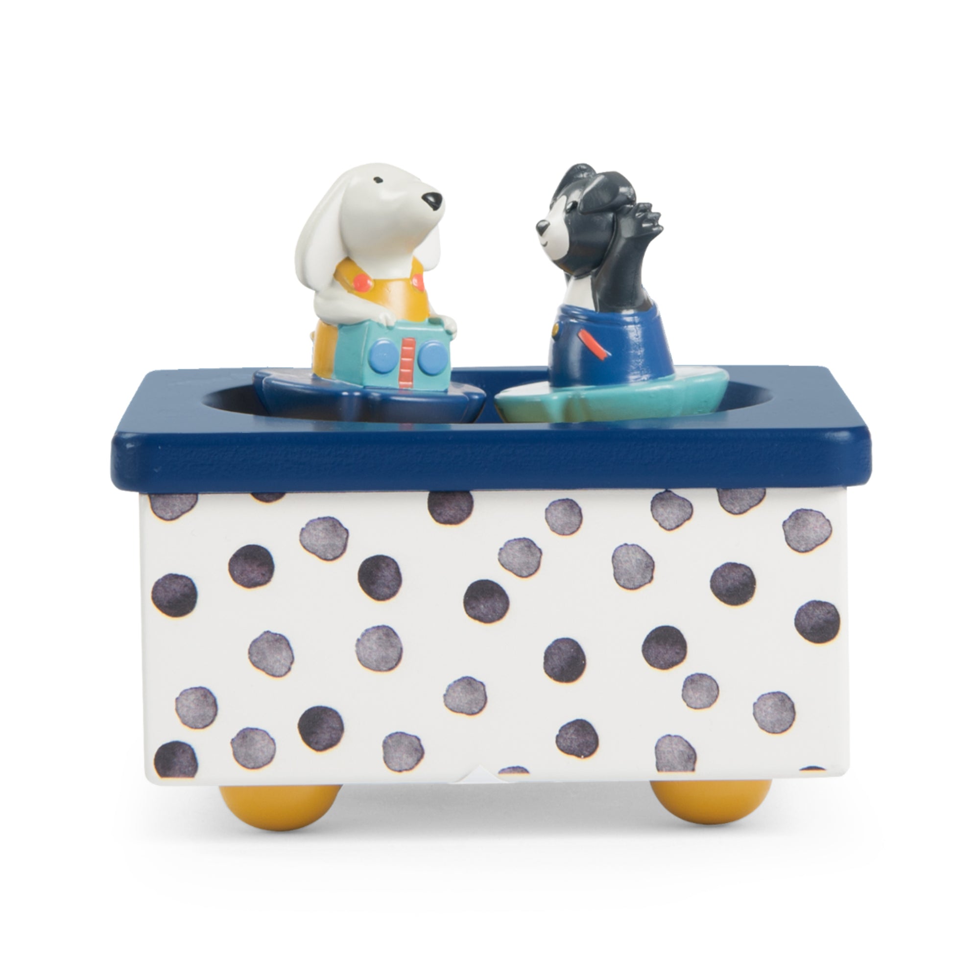 Scatola musicale in legno, Puce e Pilou