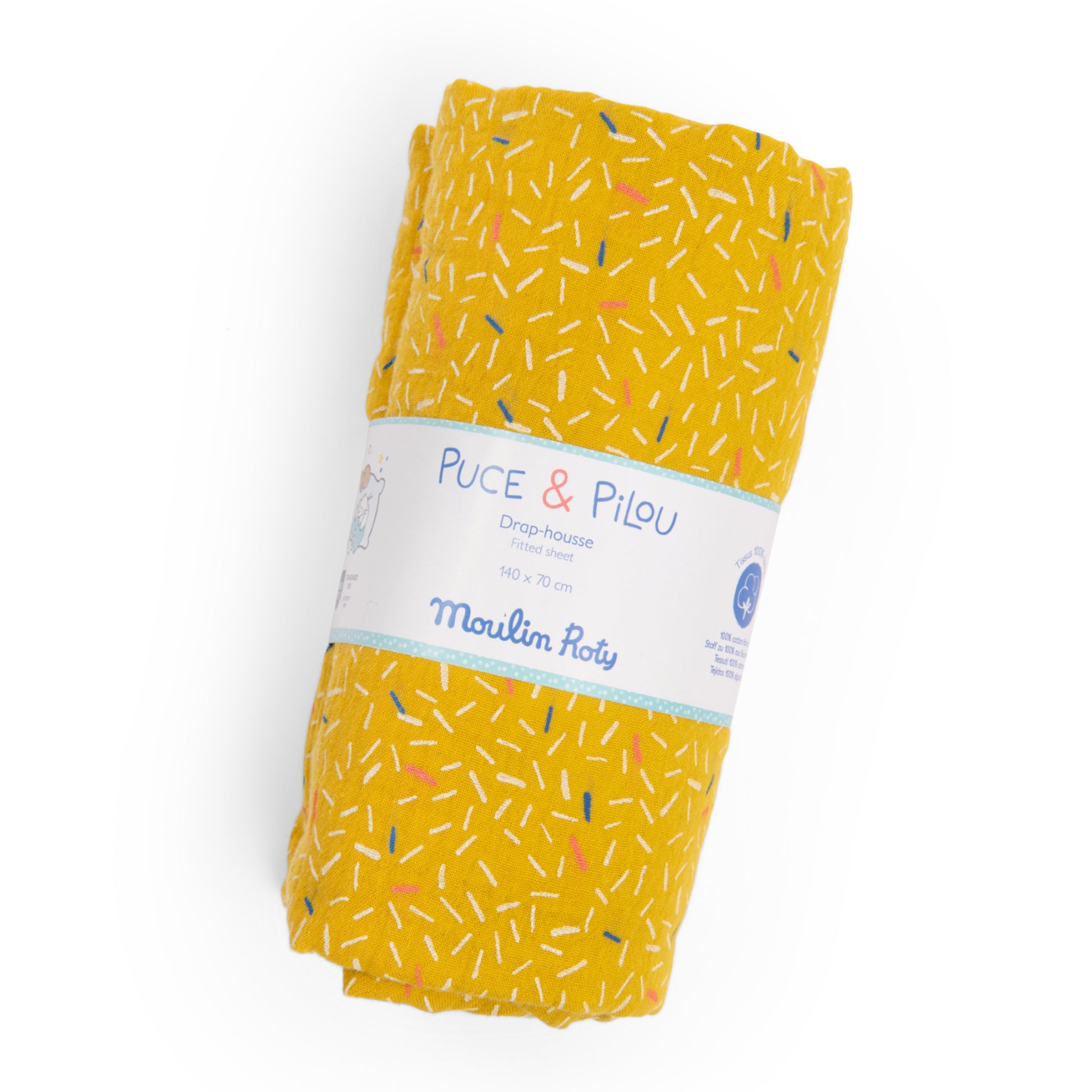 Lenzuolo sotto con angoli cotone 70x140cm Giallo