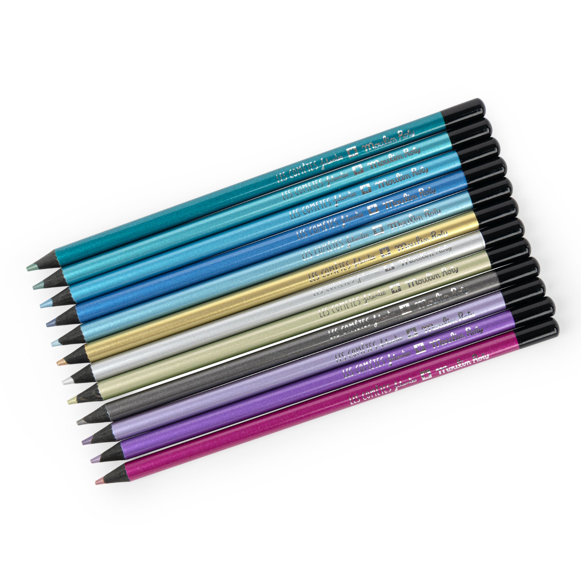 Scatola metallo con 12 matite metallizzate