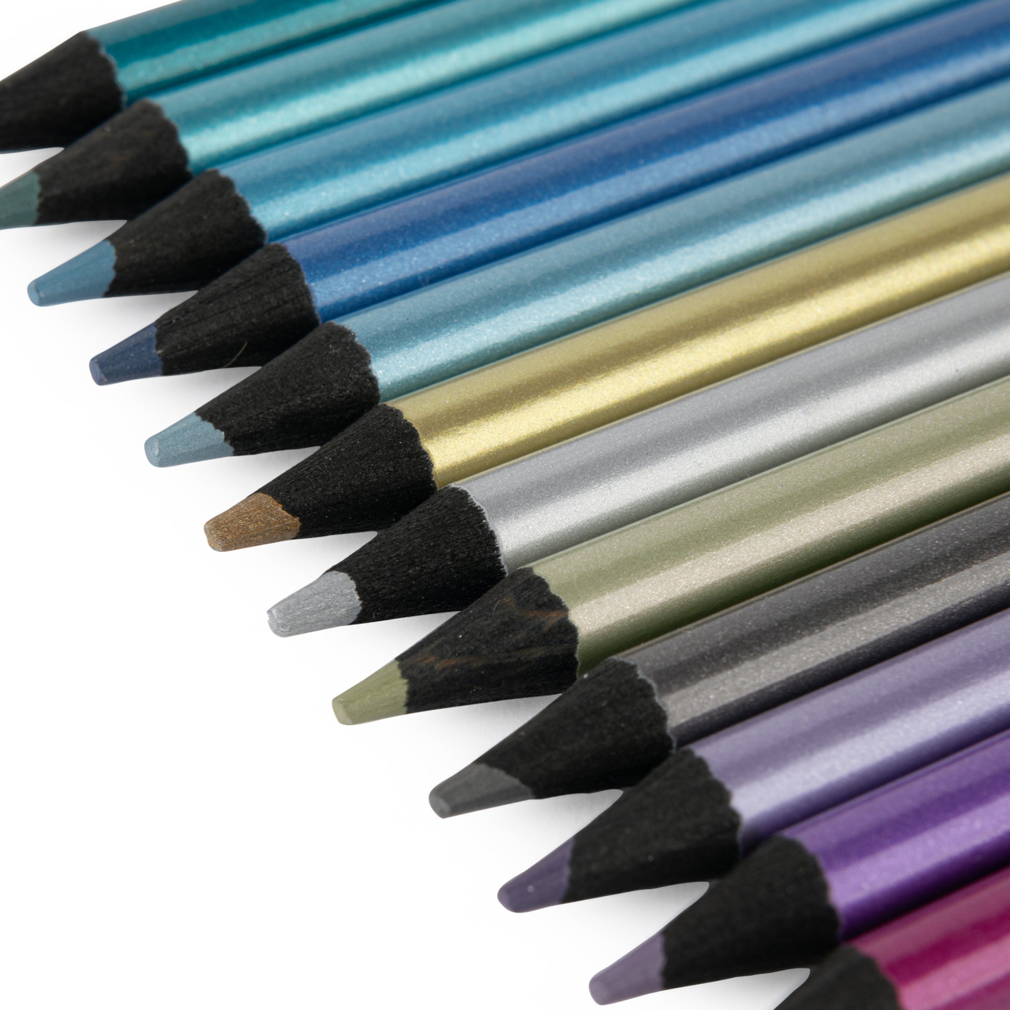 Scatola metallo con 12 matite metallizzate