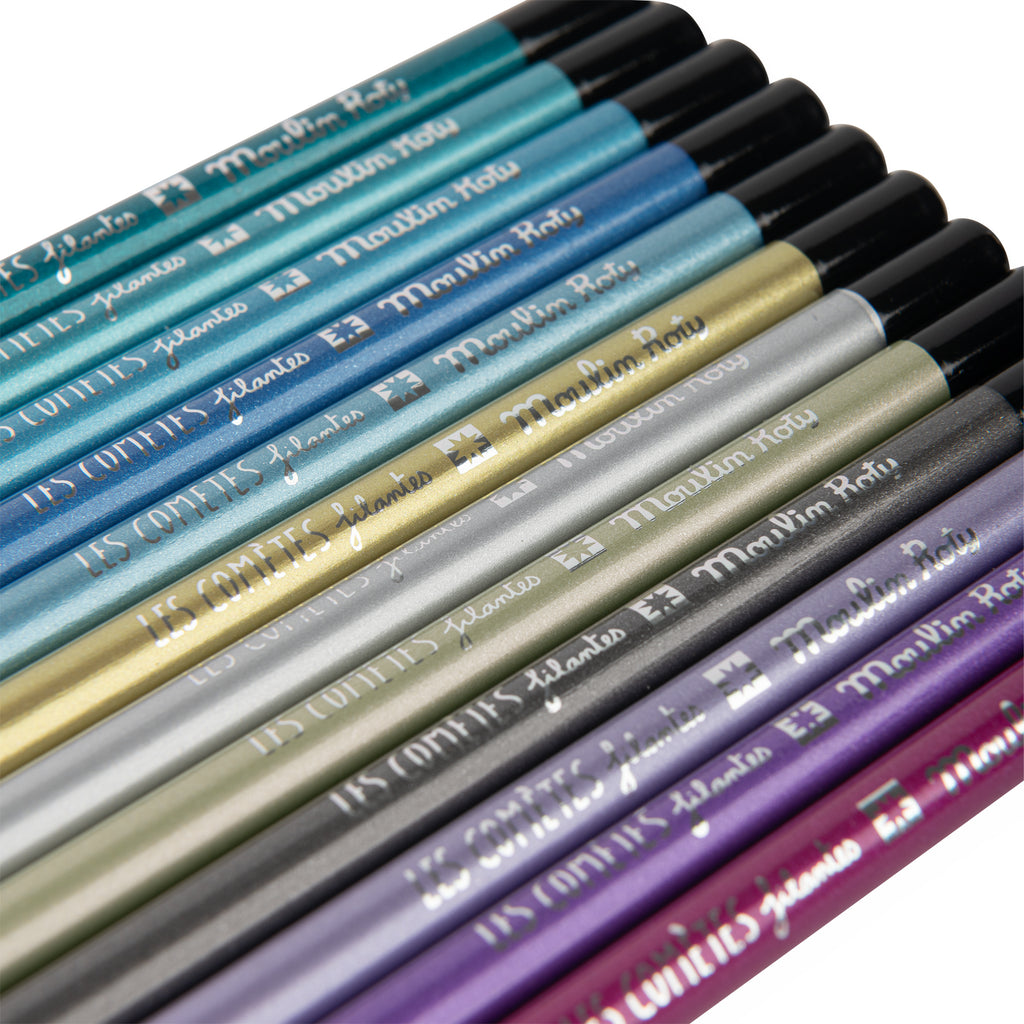 Metal box with 12 metallic pencils