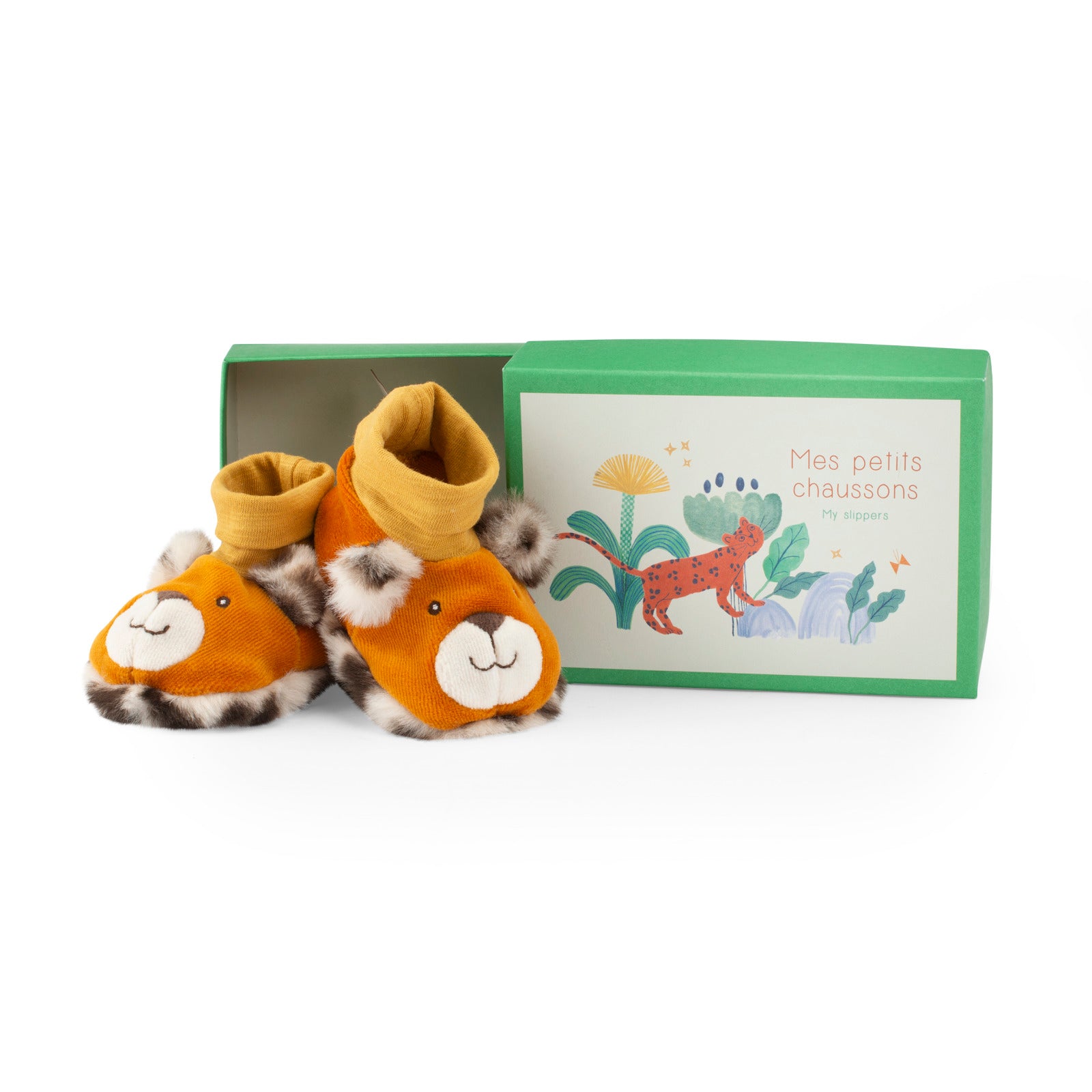 Leopard baby slippers, 0-6 months