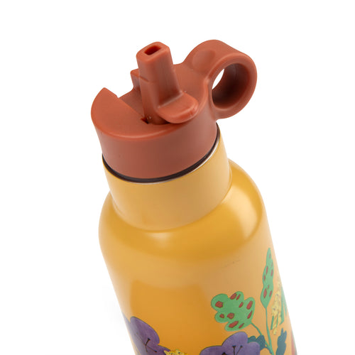 Stainless steel thermal water bottle with straw, La Foresta Mawa